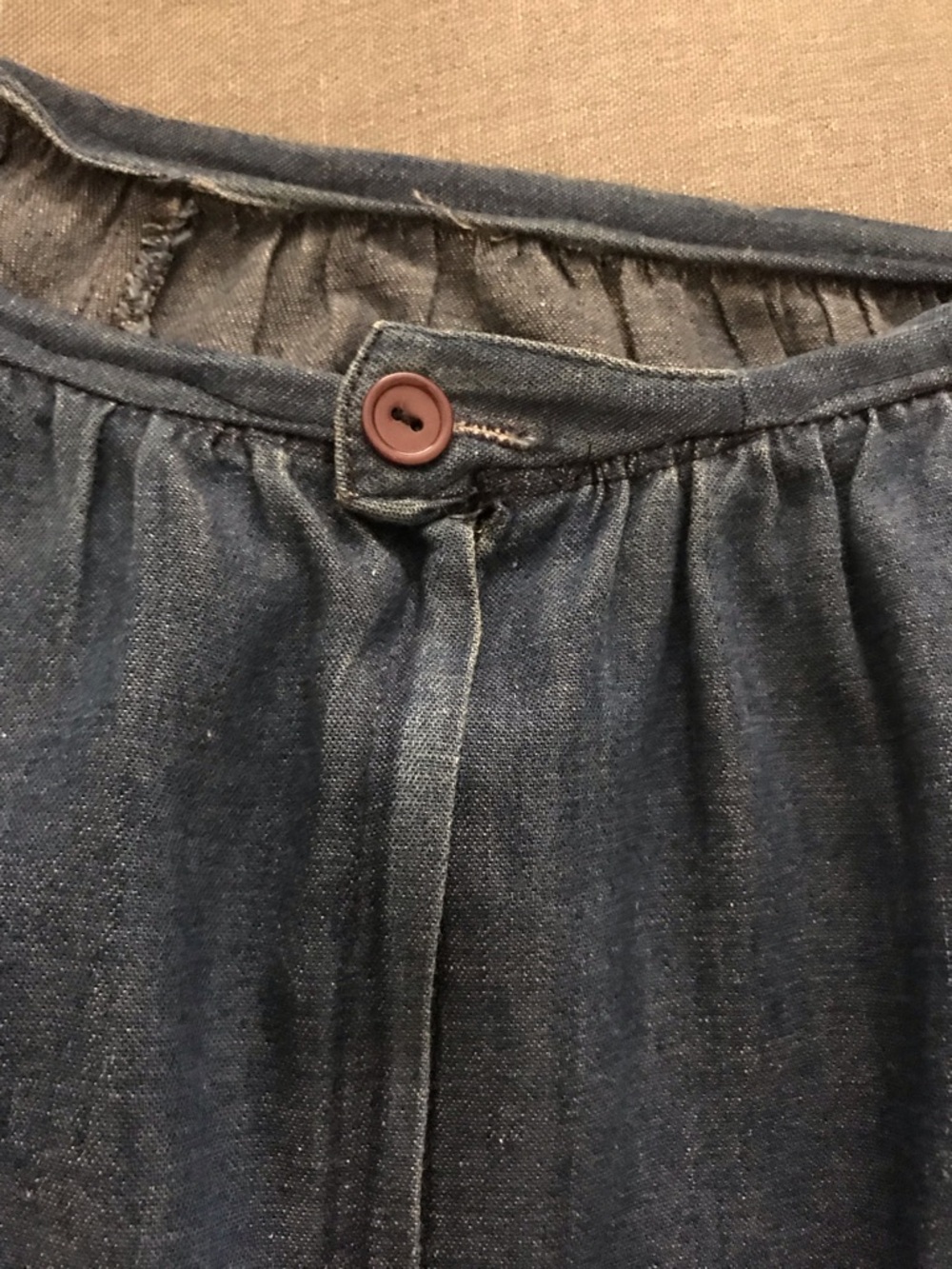 Vintage Blue Denim Maxi Skirt with Lace Trim - Picture 6 of 6